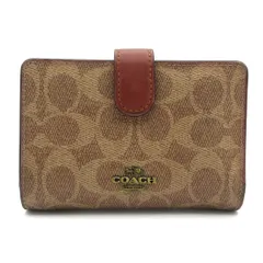 COACH(コーチ) 2つ折り財布 シグネチャー柄 ダークブラウン×ブラウン レザー