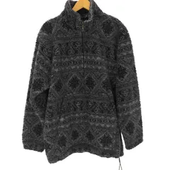 ウールリッチ WOOLRICH 90S USA製 総柄 ノルディック柄 ボア フリース ハーフジップ アノラック プルオーバー 裾 ドローコード メンズ import：L 