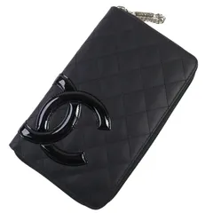極美品△CHANEL シャネル A26710 カンボンライン カーフスキン ココマーク ラウンドジップウォレット オーガナイザー 長財布 ブラック シルバー金具 レディース