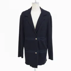 ◇Salvatore Ferragamo リブニット デザインジャケット コート  ダークネイビー サルヴァトーレフェラガモ レディース イタリア製