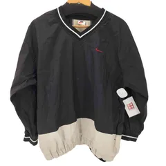 ナイキ NIKE 90S 白タグ スウッシュ ロゴ 刺繍 Vネック ナイロン プルオーバー ピステ メンズ  KID.S L