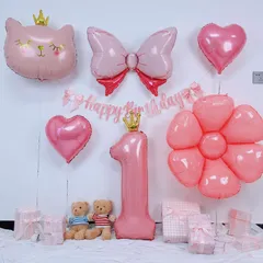 1歳 誕生日 飾り付け、一歳 バースデー 飾り 誕生日 バルーン 飾り バルーンフラワー 誕生日 かざりつけ 女の子