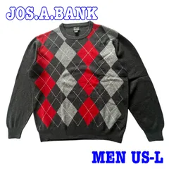 JOS.A.BANK ジョスエーバンク 長袖 クルーネック アーガイル ラムズウール混 ニットセーター US-L