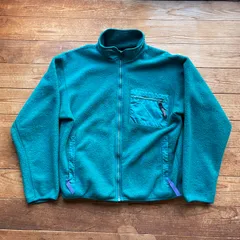 80's Patagonia fleece cardigan. 古着　パタゴニア　フリースカーディガン　ジップアップ　エメラルドグリーン
