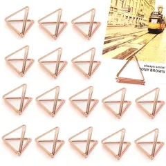 24個セットメモスタンド BetterJonny 金属三角クリップ 文房具カードスタンド メモホルダー メモクリップ ホルダー スタンド カードスタンドミニフォトスタンド結婚式パーティー用メタルメモホルダー誕生日（ローズゴールド）