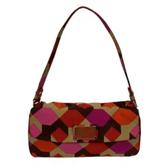 MARC BY MARC JACOBS(マークバイマークジェイコブス) ショルダーバッグ美品  - ボルドー×ベージュ×マルチ コットン