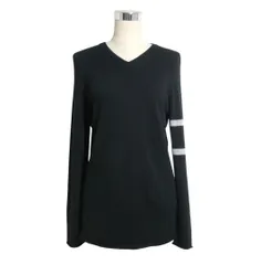 美品 ルシアンペラフィネ lucien pellat-finet セーター プルオーバー ニット カシミヤ100％ 袖ロゴ ラインストーン スカル Vネック 長袖 ブラック サイズS レディースのサムネイル