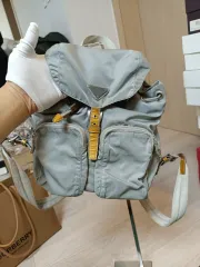 (正規品) PRADA プラダ ポコノ ナイロン トゥー ポケット ミニ バックパック ブルー シルバー