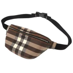 新品同様 バーバリー ケーソン バムバッグ チェック＆レザー 8052806 PVCコーティングキャンバス コットン ポリウレタン ダークバーチブラウン ボディバッグ 1147【中古】BURBERRY