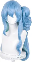 コスプレウィッグ 耐熱ウィッグ 星街すいせい 変装用ウィッグ cosplay wig かつら 専用ネットと櫛付 イベント ブルー (c)