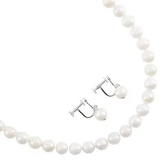 イヤリングセット 7.0～7.4ｍｍ パール×シルバー レディース 30.6g ネックレス