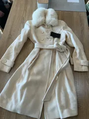 ファー付きロングコート/ウールコート