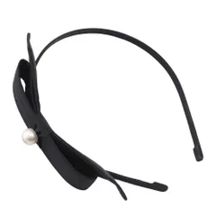 【CHANEL】シャネル カチューシャ ココマーク リボン シルク×フェイクパール 黒 25P レディース その他アクセサリー