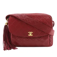【CHANEL】シャネル マトラッセ ココマーク フリンジ ヴィンテージ ラムスキン 赤 レディース ショルダーバッグ