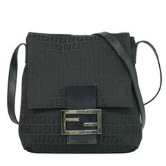 本物 フェンディ FENDI ズッキーノ ショルダーバッグ ポシェット キャンバス ブラック 8BT127 Zucchino バッグ 中古・