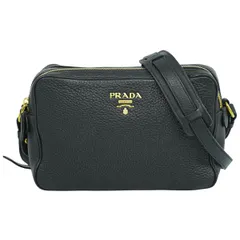 本物 プラダ PRADA レザー ショルダーバッグ ポシェット ブラック バッグ 中古・
