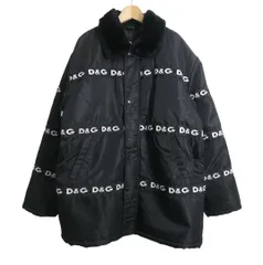 ディーアンドジー ドルチェアンドガッバーナ D&G DOLCE&GABBANA パデッドジャケット ブルゾン オーバーサイズ 中綿 フルジップ ロゴ テープライン ファー ブラック サイズL メンズのサムネイル