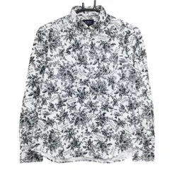 パーリーゲイツ 長袖ポロシャツ 白×黒 花柄 ボタンダウン  レディース 1(M) ゴルフウェア PEARLY GATES
