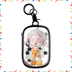 【人気商品】痛バッグ ぬいポーチ 10cm/15cm/20cmサイズ対応 推し活ぬいポーチ 人形の保管場所 全透明 PVCケース 防水・防塵 ジッパー式 ポンポンボール&キーホルダー付 (15cm対応-黒)