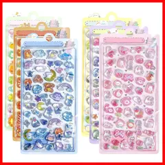 【即日発送】【6枚セット】ぷくぷくシール ぷっくりシール 3D立体 かわいい 手帳・ノートに装飾