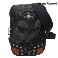 美品 ヴィヴィアンウエストウッド Vivienne Westwood シルバーオーブ スタッズ飾り 斜め掛け クロスボディ ショルダーバッグ メンズ レディース