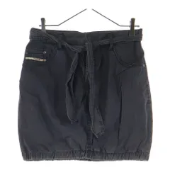 DIESEL (ディーゼル) ドローコード付き ウォッシュ加工 ミニスカート グレー