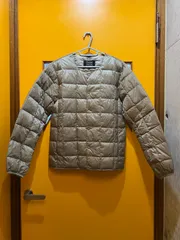 【H2-97】◇ TAION　Sサイズ　インナーダウンジャケット　ベージュ　無地　メンズ