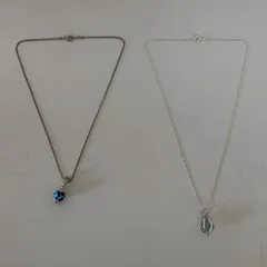 ○ネックレス 2個セット(アクアマリン風、沖縄ガラスビーズ風)