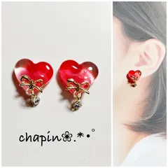 （ 961 ）カボション ハート レジン ピアス イヤリング