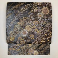 ☑️No.16定価¥66,445【着物帯】高級 辻ヶ花模様 織り出し袋帯 紫系花 