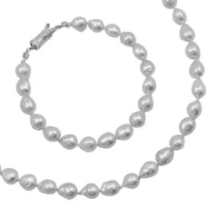ブレスレットセット バロックパール 7.4～8.4ｍｍ シルバー925×真珠 レディース 34.2g ネックレス