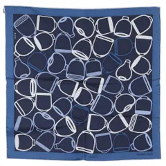 【HERMES】エルメス ポケットチーフ ア・ヴォ・エトリエ シルク 紺 ユニセックス スカーフ