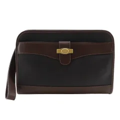 【Dunhill】ダンヒル PVC×レザー 黒/茶 メンズ セカンドバッグ