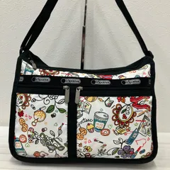 7910 LeSportsac レスポートサック コスメ　スイーツ　花柄　ショルダーバッグ　肩がけ　斜めがけ　ホワイト系　白系　総柄　カジュアル　通勤　通学　ユニセックス　大容量