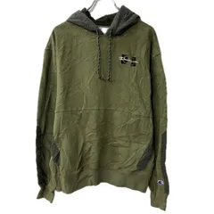 Champion ロゴスウェット パーカー M カーキ チャンピオン フーディー プルオーバー 刺繍プリント トップス 秋物 a801-5021