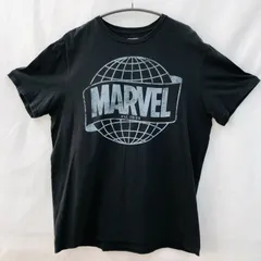 古着　MARVEL　マーベル　メンズ　レディース　ユニセックス　Tシャツ　コットン100％　綿　黒色　ブラック　L～LL　アメコミ　ロゴ　クルーネック　ヴィンテージ　定番
