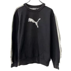 PUMA プリントスウェット トレーナー XS ダークブラウン ホワイト プーマ プルオーバー ロゴ ラグラン トップス 秋物 a801-5022