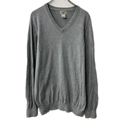 L.L.Bean ニット セーター L グレー エルエルビーン コットン混 無地 Vネック プルオーバー 秋物 a801-5024