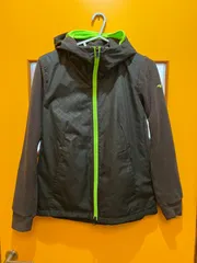 【H2-98】◇ MIZUNO/ミズノ　Mサイズ　フリースパーカージャケット　ゴルフウェア　黒色/ライムグリーン　レディース