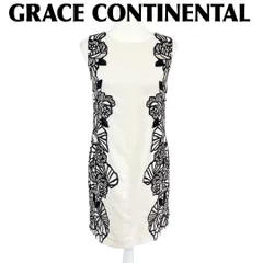 【美品】グレースコンチネンタル ノースリーブ リネンワンピース 36 花柄刺繍