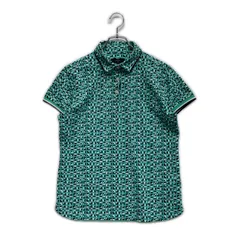 中古 レディース キャロウェイ Callaway 半袖ポロシャツ L 緑×紺 グリーン 総柄