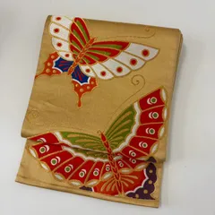 袋帯 唐織 蝶々 金彩 可愛い織り出し 正絹 着物 MA-2942