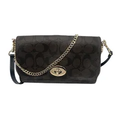 ♪3713 コーチ ショルダーバッグ F34615 シグネチャー ハンドバッグ 2WAY ブラウン ブラック 中古 COACH