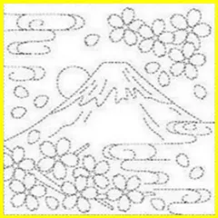 【在庫処分】H-1012 白) 富士と桜 富士山 花ふきん キット 刺し子 オリムパス製絲