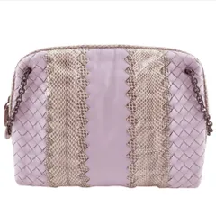 【BOTTEGAVENETA】ボッテガヴェネタ イントレチャート カーフ×パイソン ラベンター レディース ポーチ