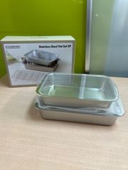 【新品未使用 】Cookever クックエバー ステンレスバット 5点セット 304ステンレス 蓋付き 網付き 下ごしらえ 保存 コストコ　★「管理No.CA10484/CA10485/CA10486」