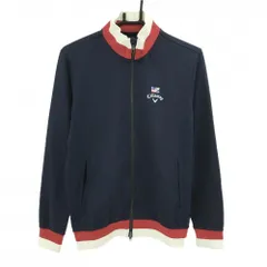 キャロウェイ ジャケットブルゾン ネイビー×レッド ロゴ刺しゅう メンズ M ゴルフウェア Callaway