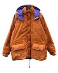 モンベル mont-bell 90s DOWN JACKET ダウン ジャケット ダブルジップ フード アウトドア アウター オールド ジャケット ロゴ オレンジ Mサイズ 104MT-2425