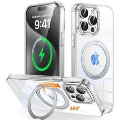 iPhone 13 Pro Max/iPhone 12 Pro Max 用 ケース Magsafe対応 ワイヤレス充電 360°回転スタンド 縦横両対応 スマホケース 米軍規格