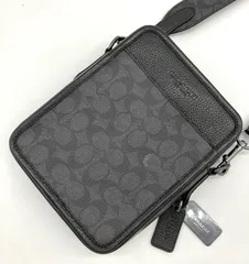 【鑑定済み】正規品 コーチ COACH ショルダー クロスボディバッグ  ブラック グレー レザー PVC  アウトレット メンズ
